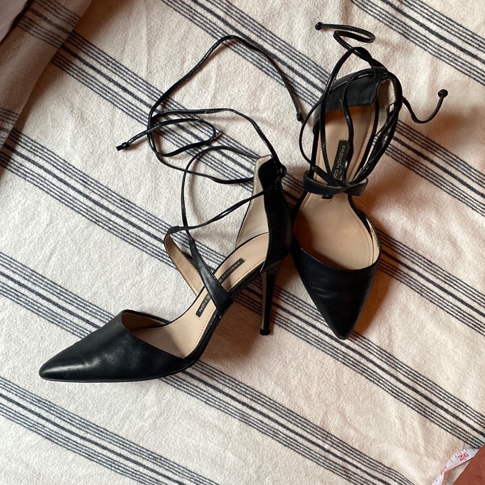 Elegant Black Lace-Up Heels